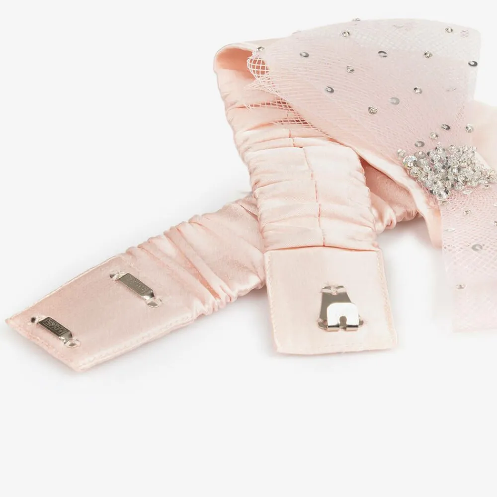 Tutu du Monde Clothing Accessories*Girls Pink Satin Sequin Bow Belt