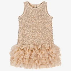Angels Face Dresses*Girls Pink Sequin & Tulle Dress Caramel