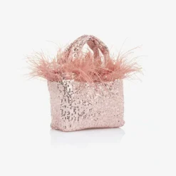 Patachou Bags*Girls Pink Sequin & Feather Handbag (20cm)
