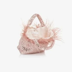 Patachou Bags*Girls Pink Sequin & Feather Handbag (20cm)