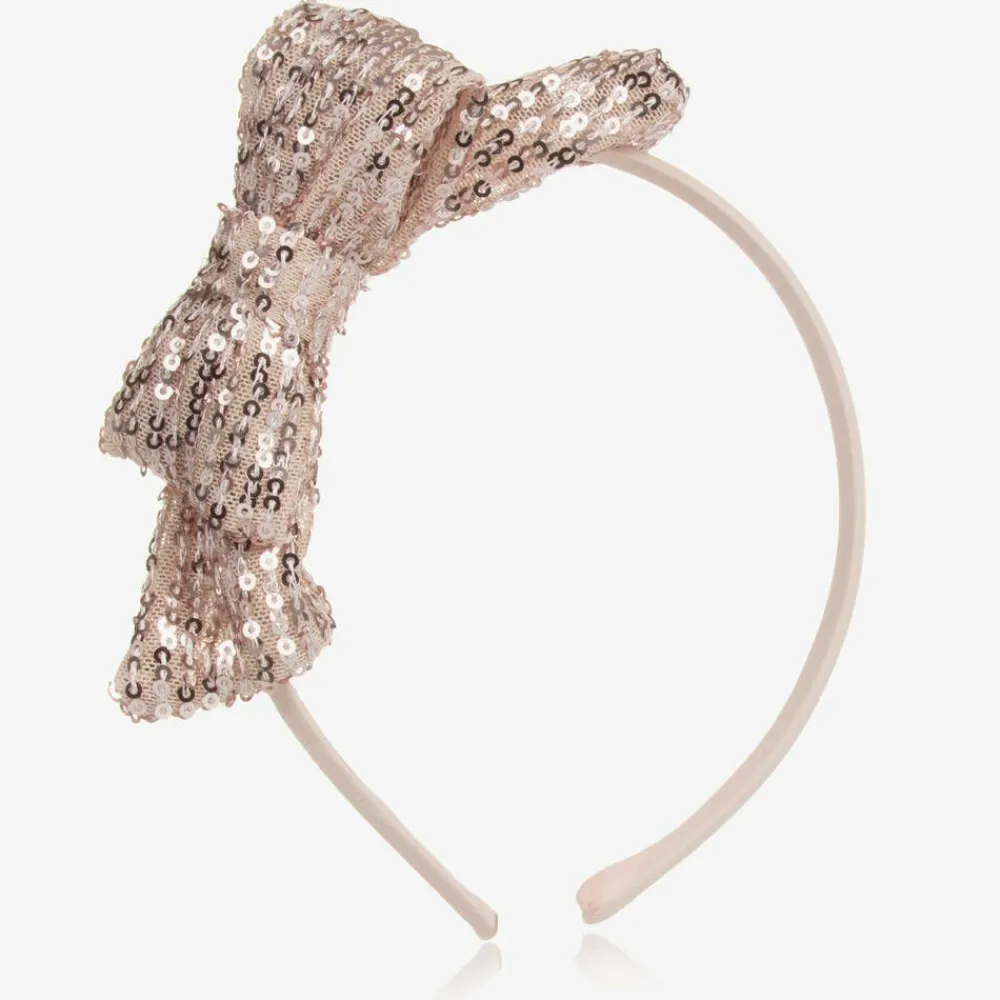 Patachou Hair Accessories*Girls Pink Sequin Bow Hairband