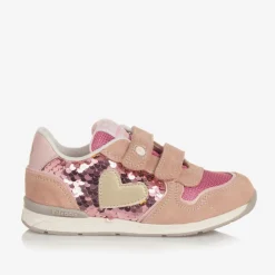 Falcotto by Naturino Trainers|Trainers*Girls Pink Sequinned Leather Trainers