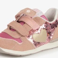 Falcotto by Naturino Trainers|Trainers*Girls Pink Sequinned Leather Trainers
