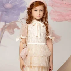 EIRENE Dresses*Girls Pink Sequinned Satin & Tulle Dress
