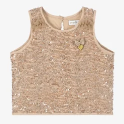 Angels Face Tops*Girls Pink Sequinned Sleeveless Top Caramel