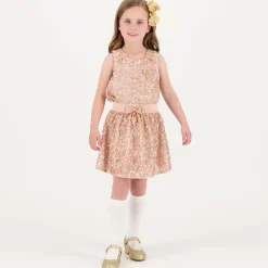 Angels Face Tops*Girls Pink Sequinned Sleeveless Top Caramel