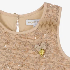 Angels Face Tops*Girls Pink Sequinned Sleeveless Top Caramel