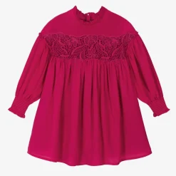 Chloé Dresses*Girls Pink Silk Guipure Lace Dress