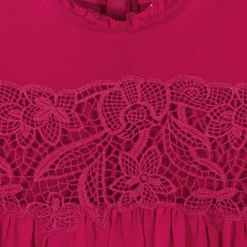 Chloé Dresses*Girls Pink Silk Guipure Lace Dress