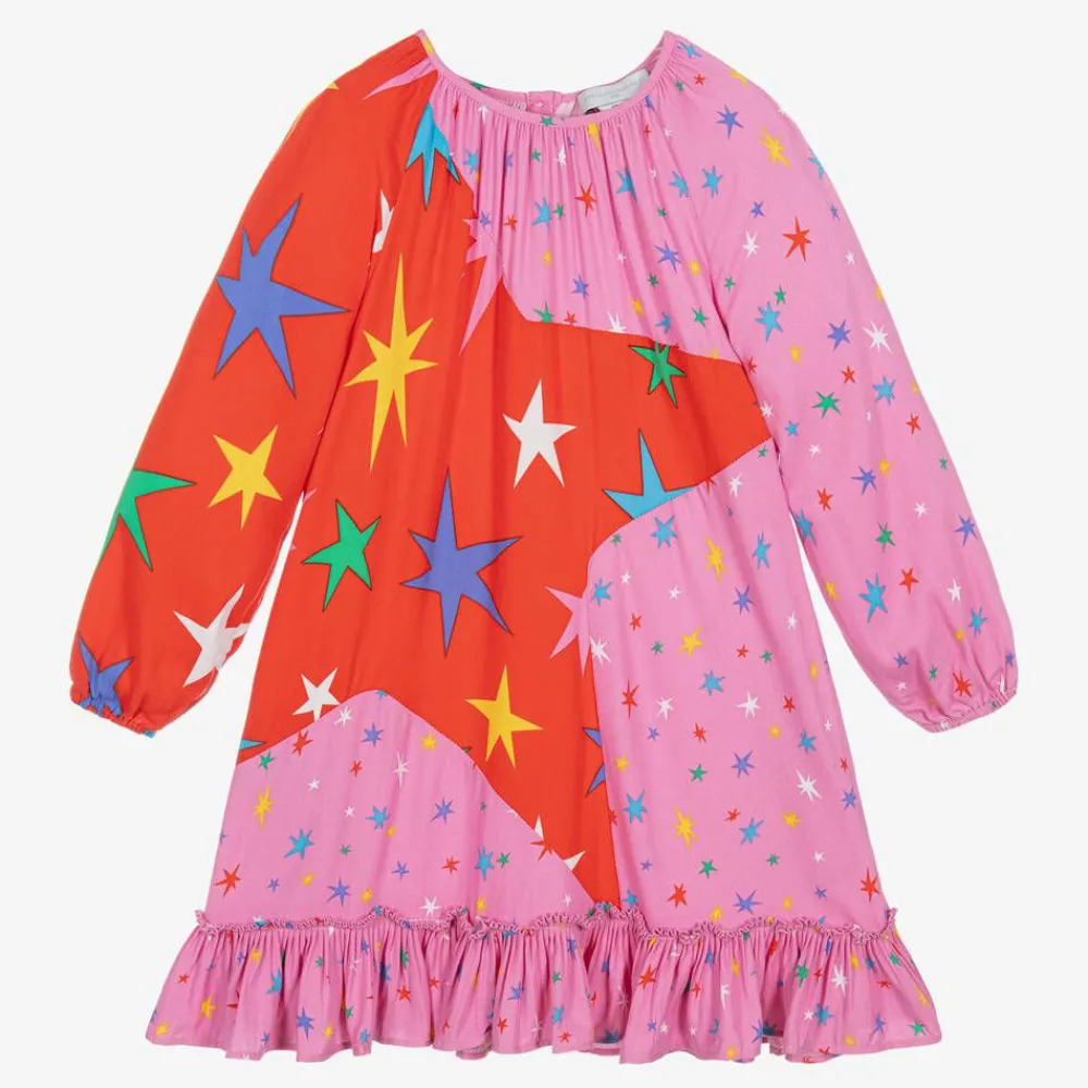 Stella McCartney Kids Dresses*Girls Pink Star Print Viscose Dress