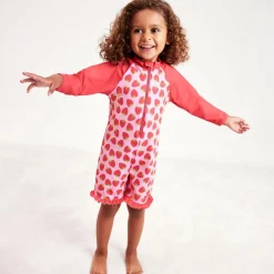 Mitty James Swimwear*Girls Pink Strawberry Sun Suit (UPF 50+)
