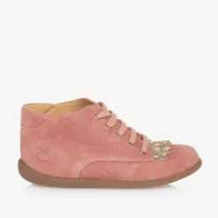 Pom dApi Boots*Girls Pink Suede Leather First Walker Boots