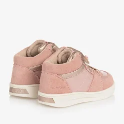 Mayoral Trainers|Trainers*Girls Pink Suede Leather High-Top Trainers