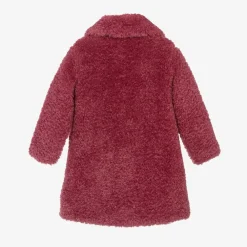 Monnalisa Coats & Jackets*Girls Pink Teddy Fleece Coat