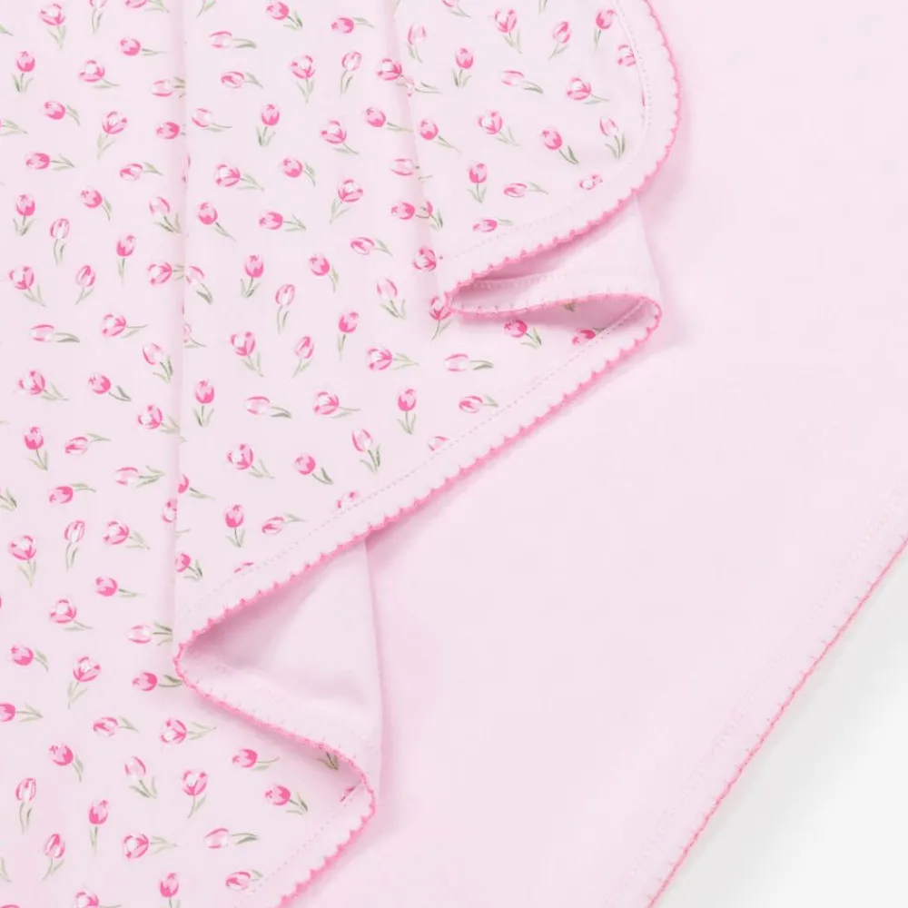 Kissy Kissy Blankets & Shawls*Girls Pink Tulip Blossoms Cotton Blanket (73cm)
