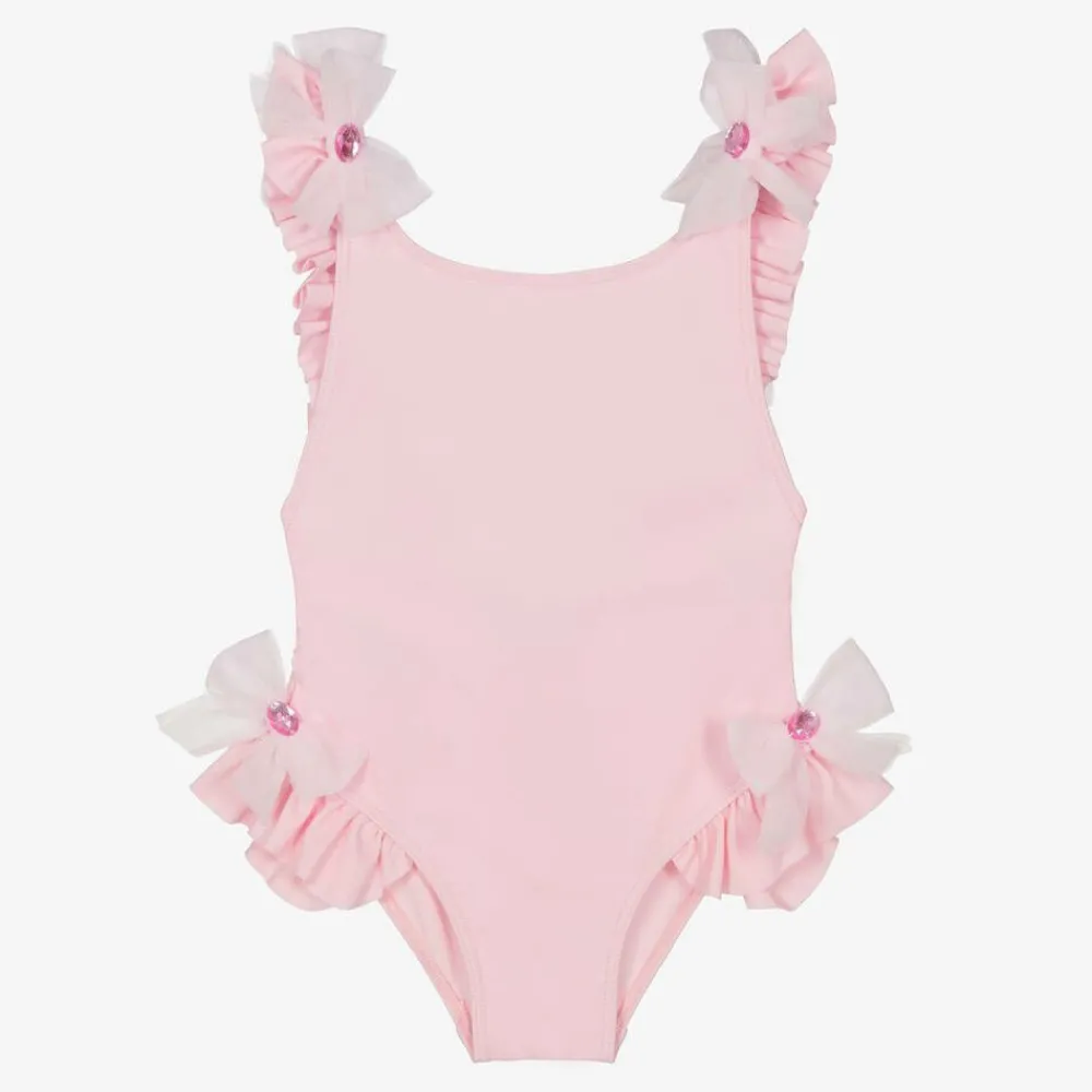 Selini Action Swimwear*Girls Pink Tulle Bow Swimsuit
