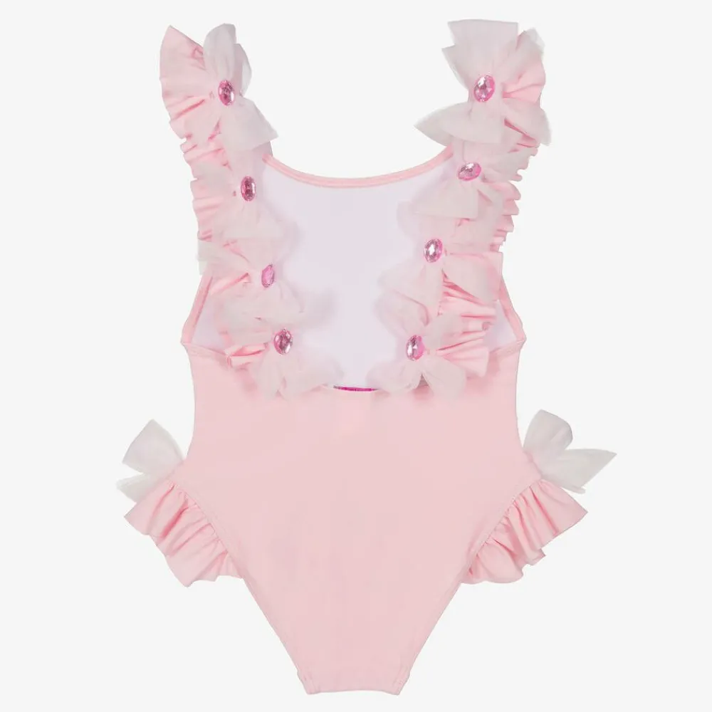 Selini Action Swimwear*Girls Pink Tulle Bow Swimsuit