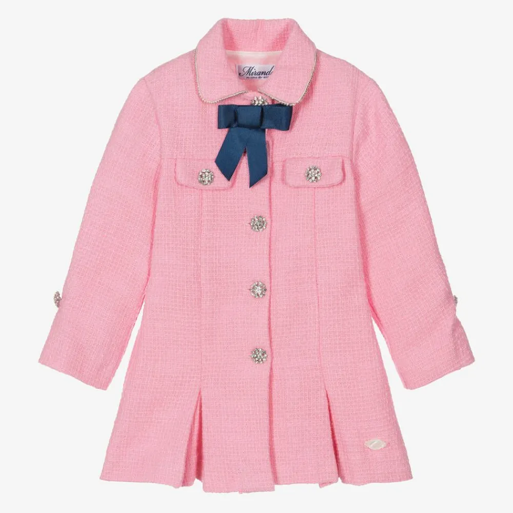 Miranda Dresses*Girls Pink Tweed & Diamanté Dress