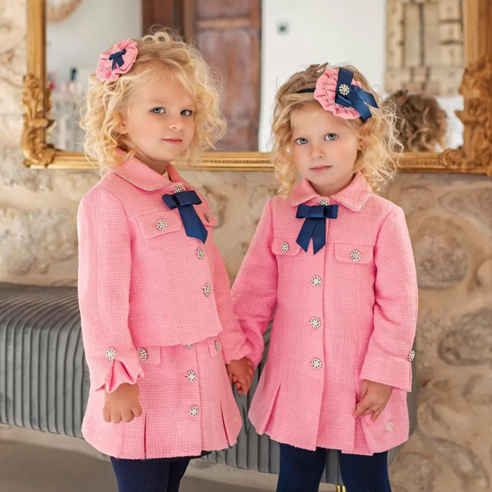 Miranda Dresses*Girls Pink Tweed & Diamanté Dress