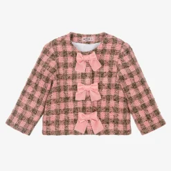 Phi Clothing Coats & Jackets*Girls Pink Tweed Bow Jacket
