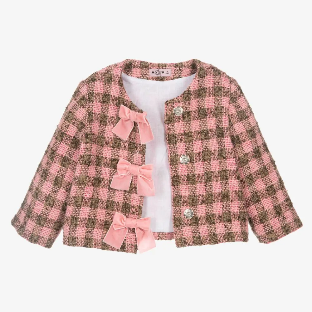 Phi Clothing Coats & Jackets*Girls Pink Tweed Bow Jacket