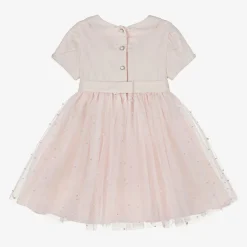 Lapin House Dresses*Girls Pink Twill & Tulle Pearl Bead Dress
