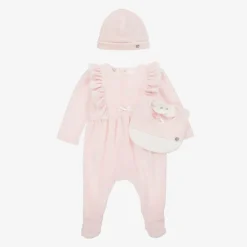 Paz Rodríguez Gifts|Babysuits*Girls Pink Velour Babysuit Set