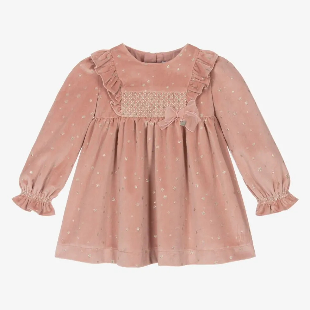 Mayoral Dresses*Girls Pink Velour Star Dress