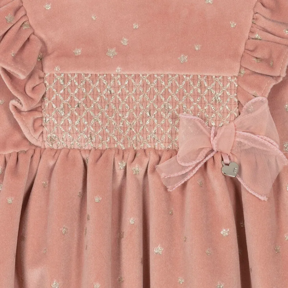 Mayoral Dresses*Girls Pink Velour Star Dress