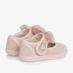 Monnalisa Bar Shoes*Girls Pink Velvet Bow Shoes