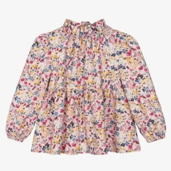 Il Gufo Tops*Girls Pink Viscose Floral Blouse