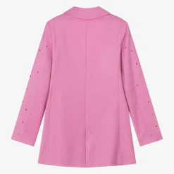 MSGM Coats & Jackets*Girls Pink Viscose Rhinestone Blazer