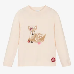 Beatrice amp; George Tops*Girls Pink Wool & Cashmere Deer Sweater