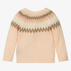 Molo Tops*Girls Pink Wool Fair Isle Cardigan PetalBlush