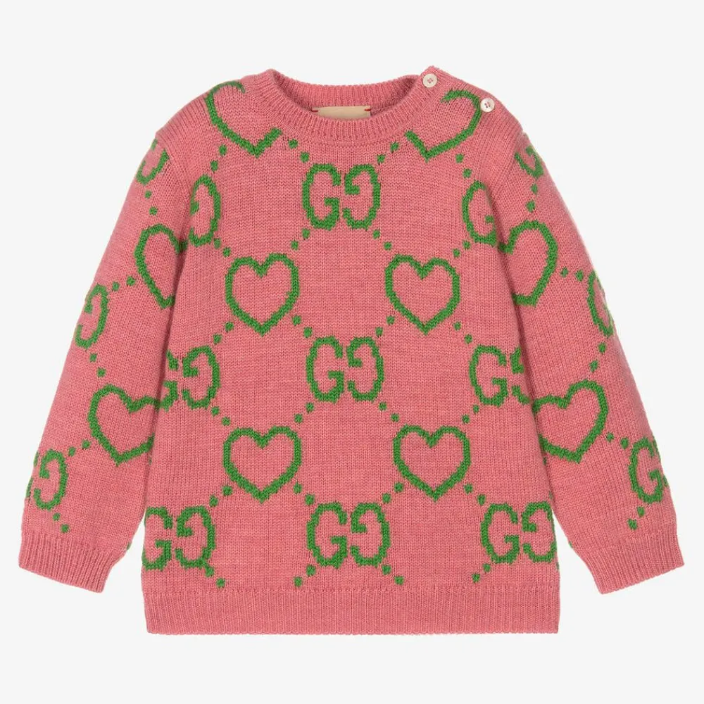 Gucci Tops*Girls Pink Wool GG Sweater