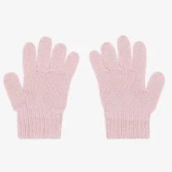 Catya Gloves & Mittens*Girls Pink Wool Knit Bow Gloves