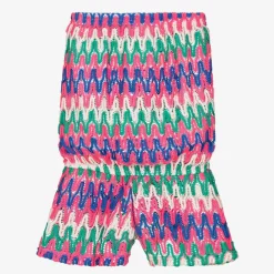 Nessi Byrd Swimwear*Girls Pink Zigzag Crochet Lace Jumpsuit (UV50)
