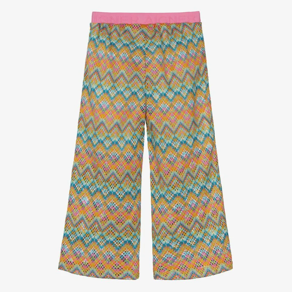 AIGNER Trousers*Girls Pink ZigZag Wide-Leg Trousers