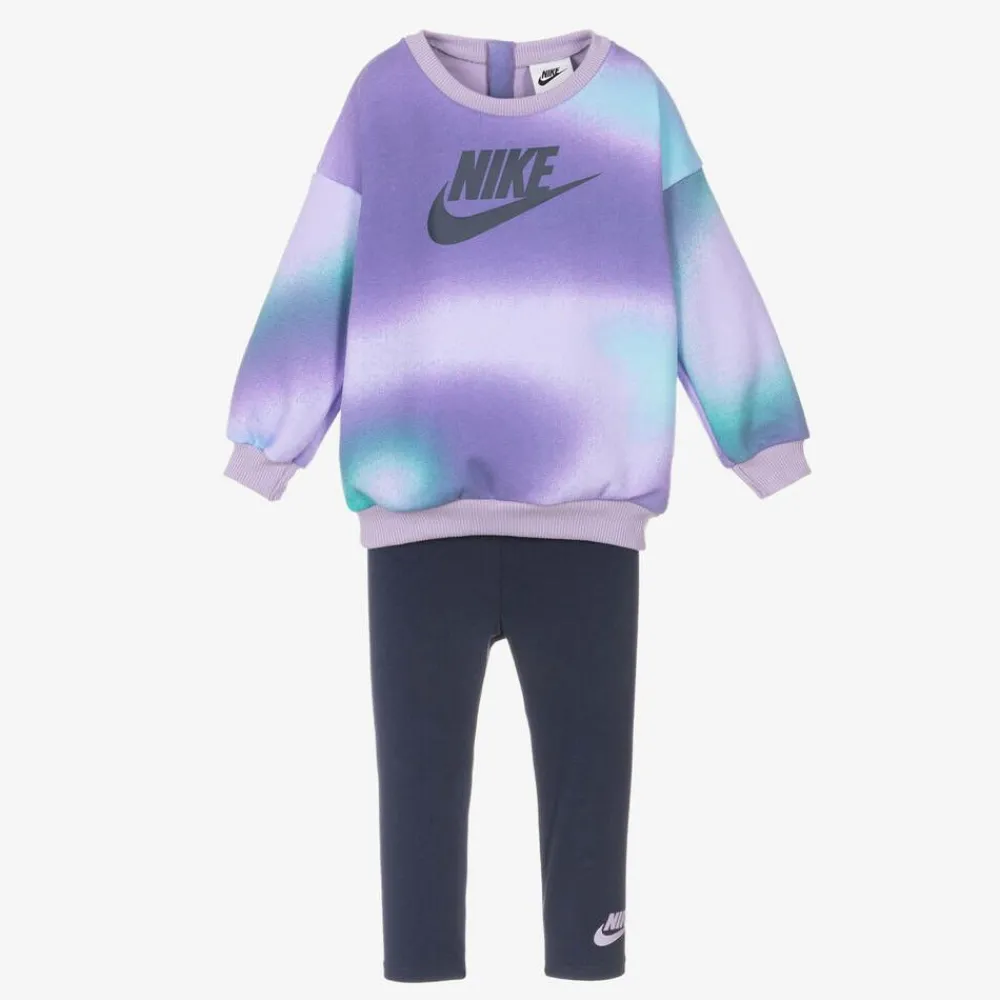Nike Outfit Sets*Girls Purple & Blue Cotton Leggings Set