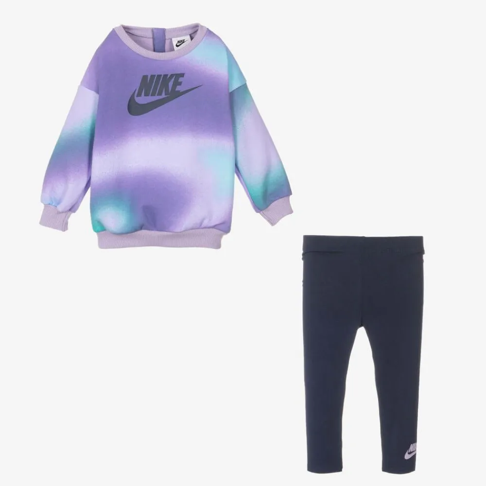 Nike Outfit Sets*Girls Purple & Blue Cotton Leggings Set