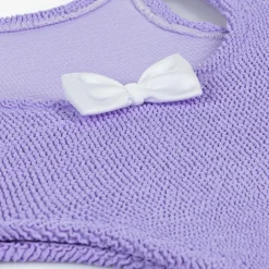 Hunza G Swimwear*Girls Purple Bow Crinkle Swimsuit