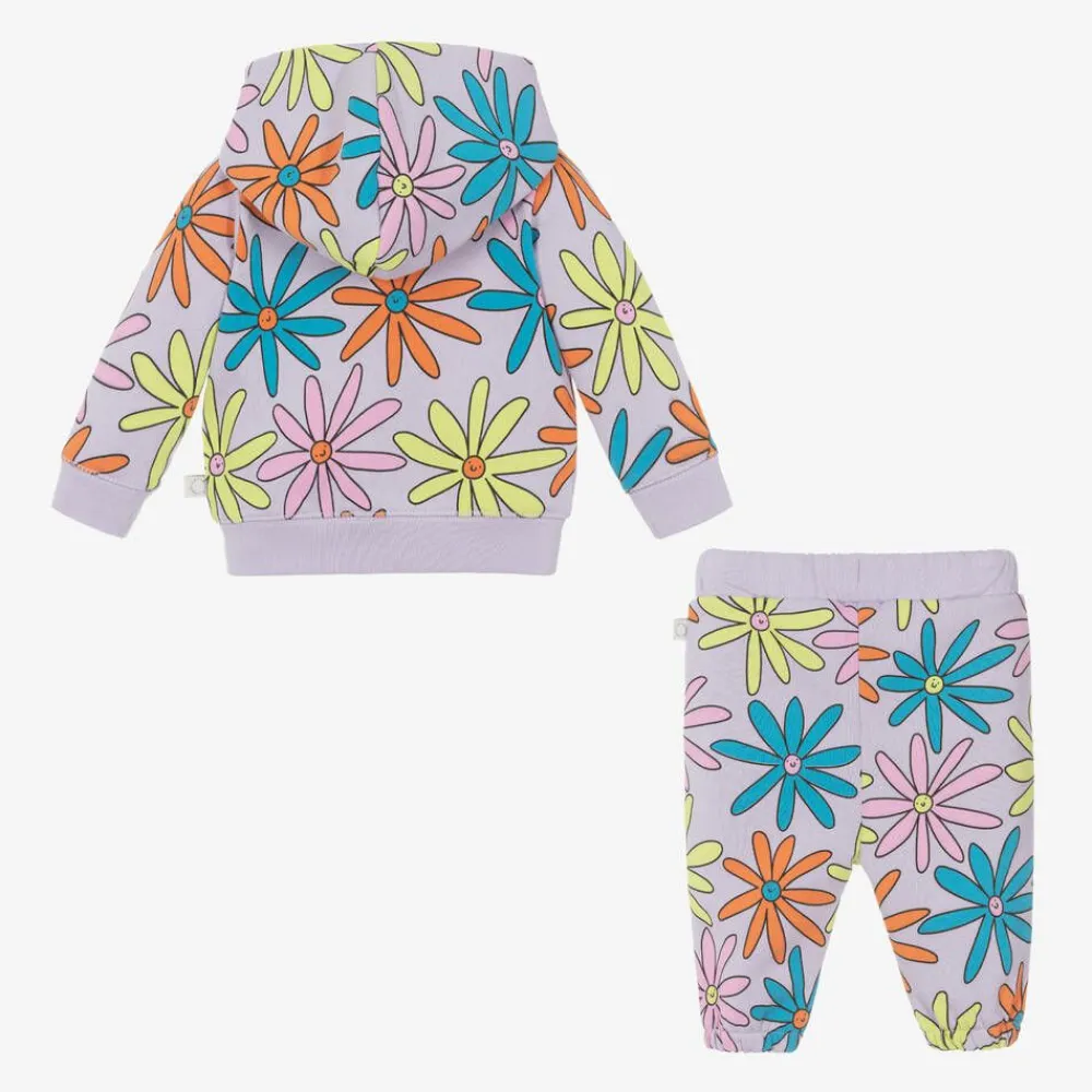 Stella McCartney Kids Tracksuits*Girls Purple Cotton Flower Print Tracksuit