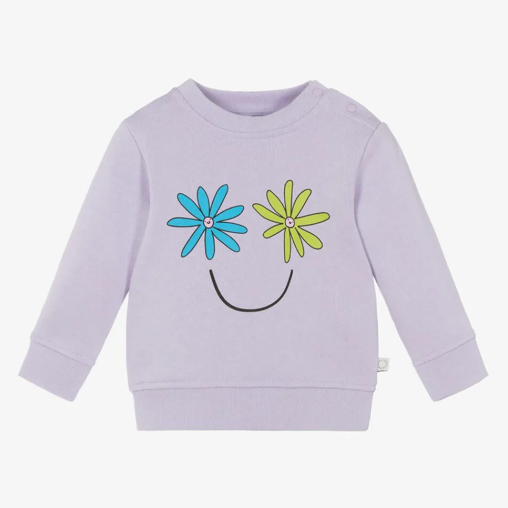 Stella McCartney Kids Tops*Girls Purple Cotton Flower Sweatshirt