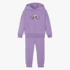 Joyday Tracksuits*Girls Purple Cotton Sequin Rainbow Tracksuit