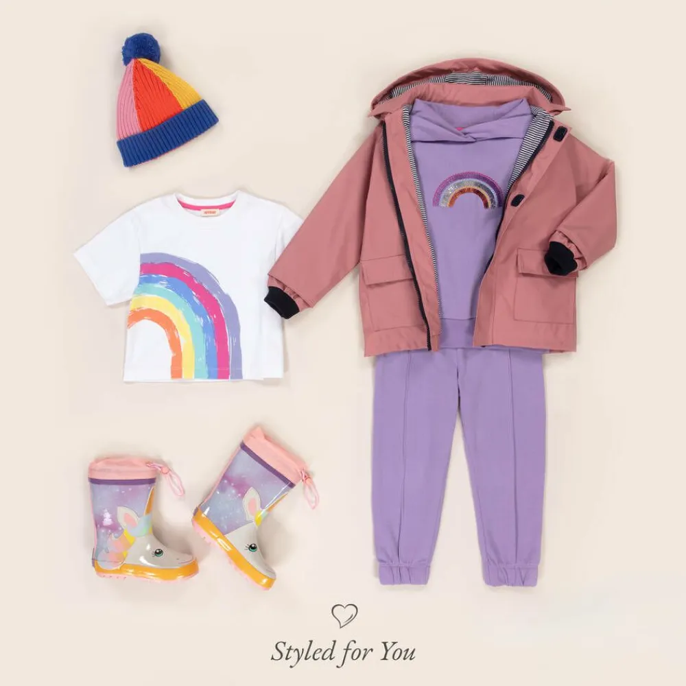 Joyday Tracksuits*Girls Purple Cotton Sequin Rainbow Tracksuit
