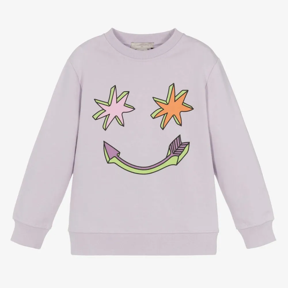 Stella McCartney Kids Tops*Girls Purple Cotton Smile Sweatshirt