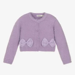 Everything Must Change Tops*Girls Purple Fluffy Knit Cardigan