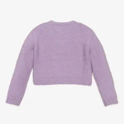 Everything Must Change Tops*Girls Purple Fluffy Knit Cardigan