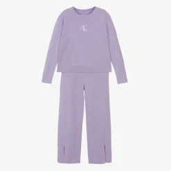 Calvin Klein Tracksuits*Girls Purple Organic Cotton Knitted Tracksuit