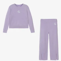 Calvin Klein Tracksuits*Girls Purple Organic Cotton Knitted Tracksuit